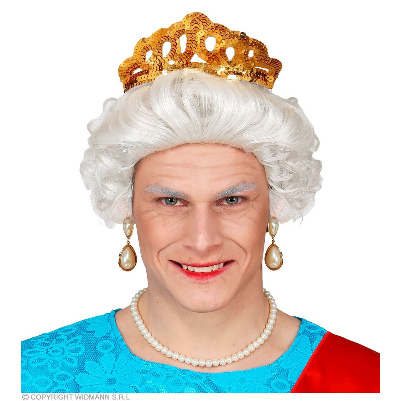 Op deze afbeelding zie je een Accessoires, van het merk Widmann. Pruik Koningin Van Engeland Lizzy