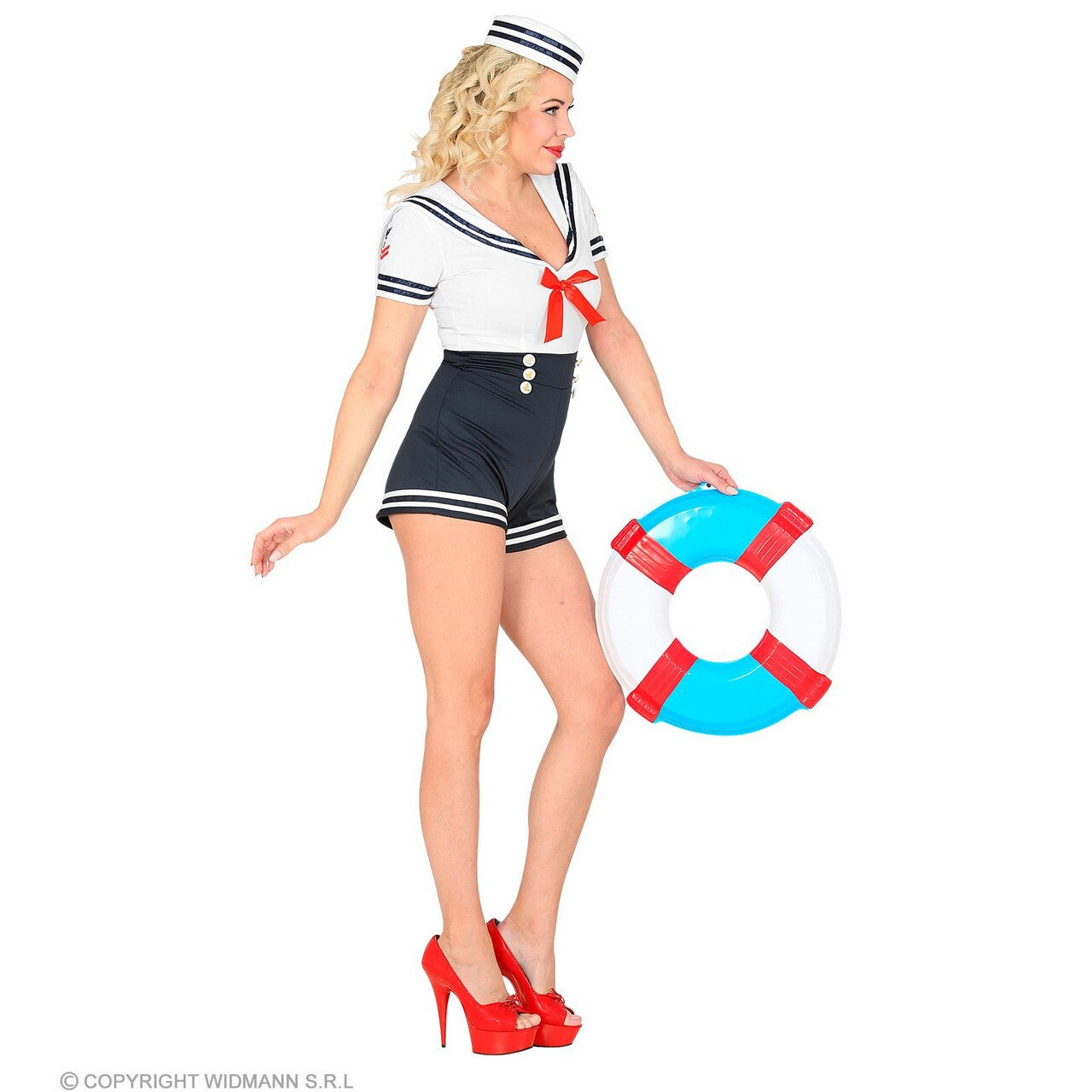 Op deze afbeelding zie je een Kostuums, van het merk Widmann. Sexy Matroos Pin Up Vrouw Kostuum