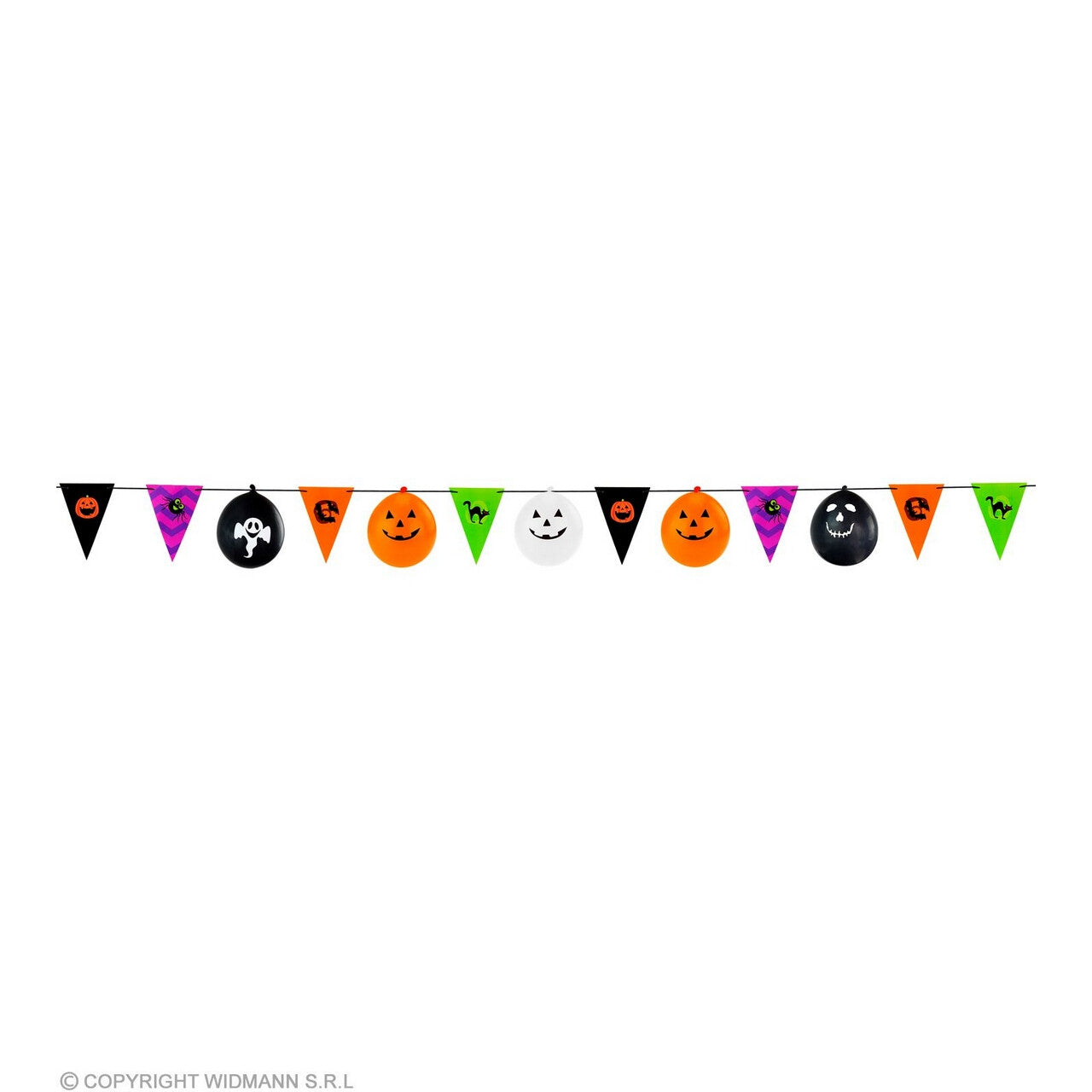 Op deze afbeelding zie je een Decoratie, van het merk Widmann. Gevarieerde Halloween Slinger 3.60 Meter