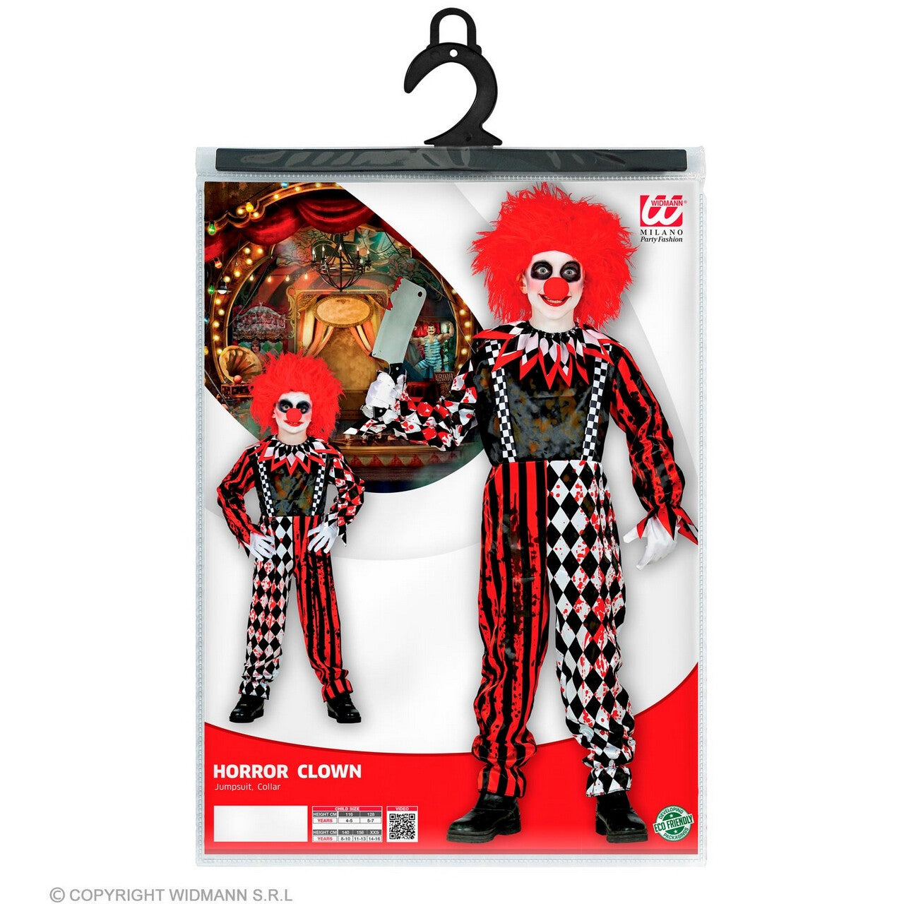 Op deze afbeelding zie je een Kostuums, van het merk Widmann. Om Bang Van Te Worden Horror Clown Kind Jongen Kostuum