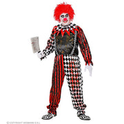 Op deze afbeelding zie je een Kostuums, van het merk Widmann. Moordende Horrorclown Man Kostuum