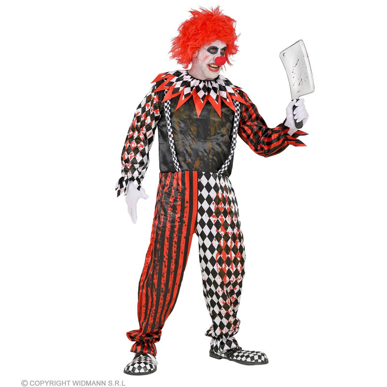 Op deze afbeelding zie je een Kostuums, van het merk Widmann. Moordende Horrorclown Man Kostuum