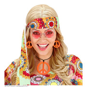 Op deze afbeelding zie je een Accessoires, van het merk Widmann. Hippie Set Peace Ketting En Oorbellen Neon Oranje