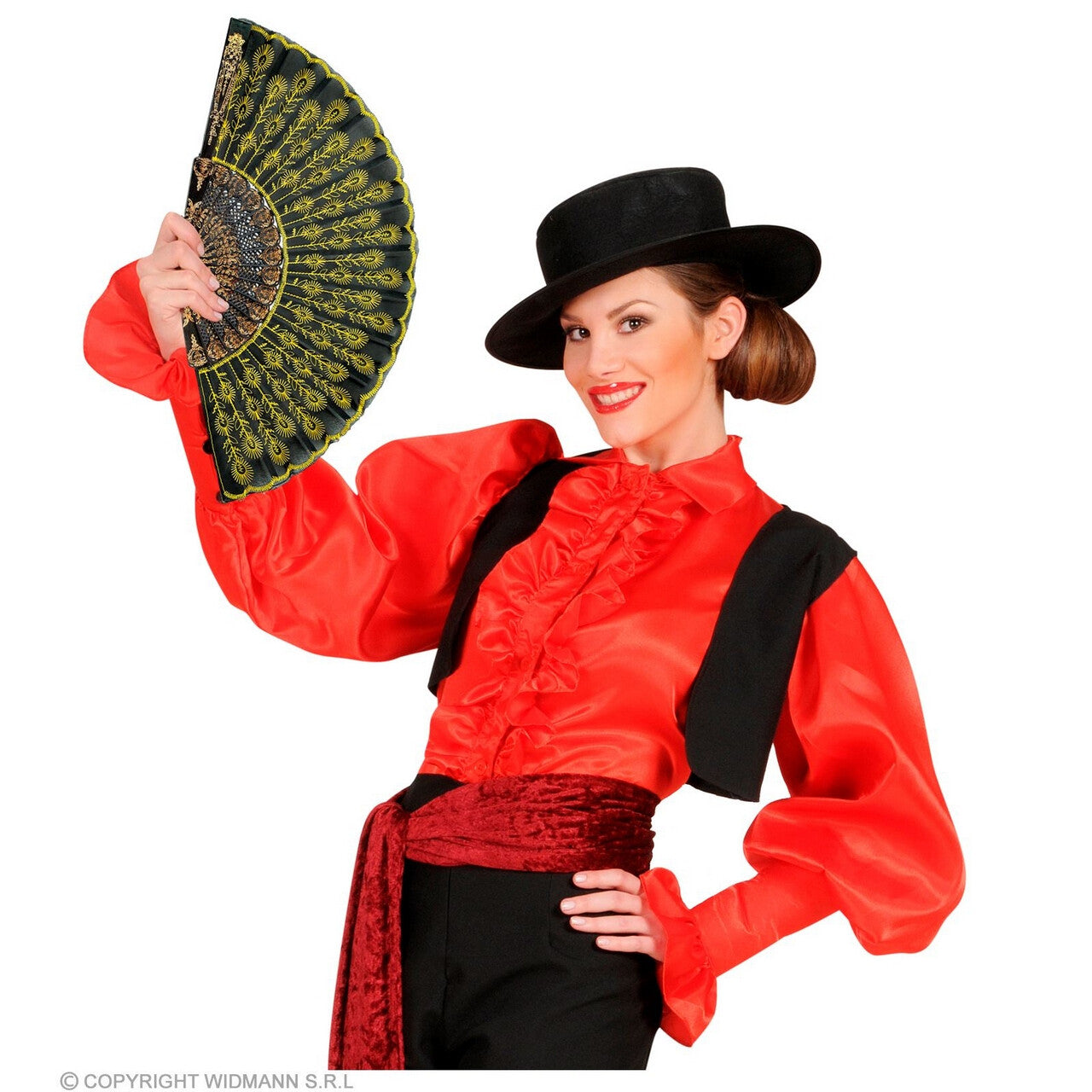 Op deze afbeelding zie je een Accessoires, van het merk Widmann. Spaanse Kanten Waaier Goud