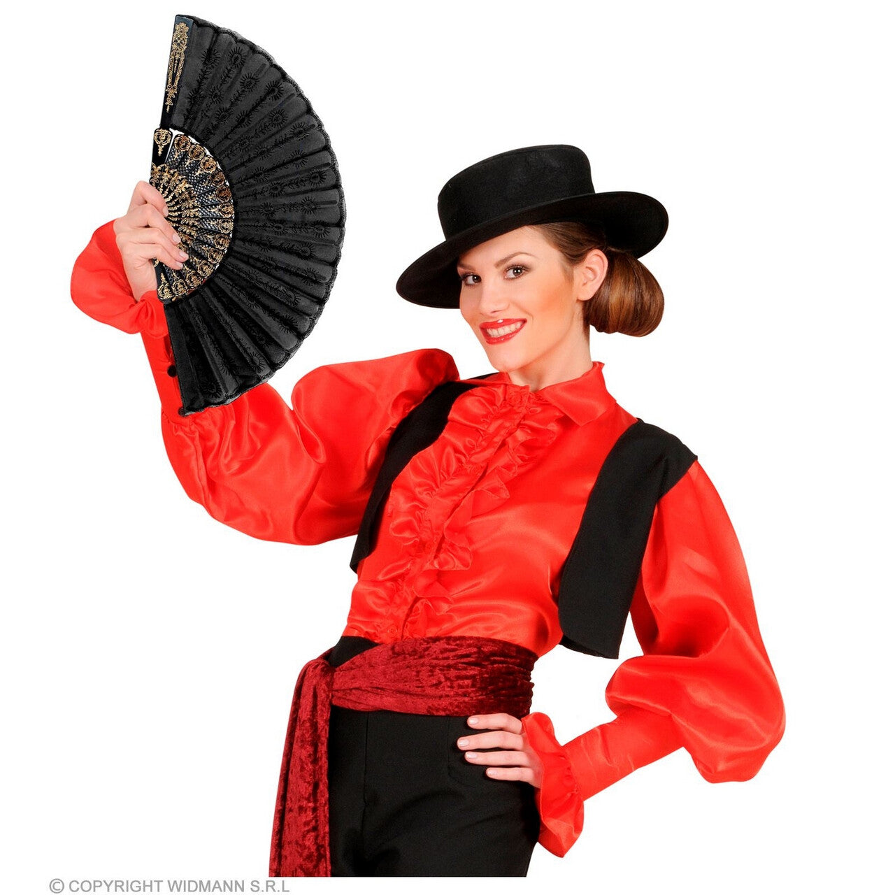 Op deze afbeelding zie je een Accessoires, van het merk Widmann. Spaanse Kanten Waaier Zwart
