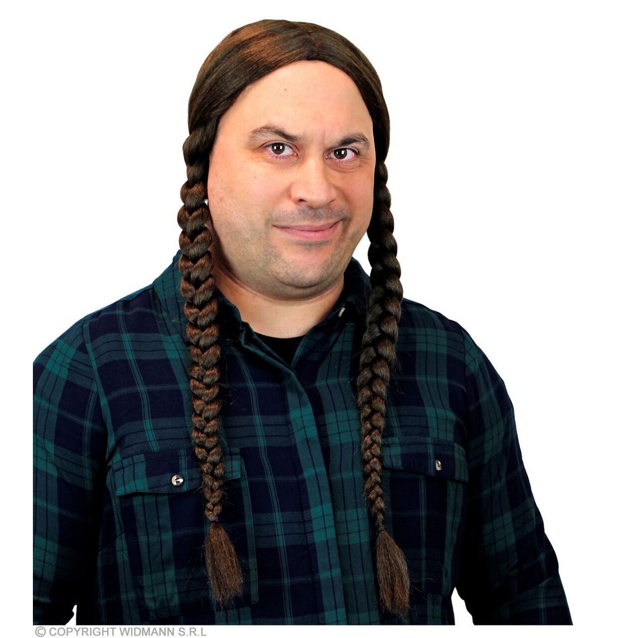 Op deze afbeelding zie je een Accessoires, van het merk Widmann. Boerse Heidi Vlechten Pruik Bruin