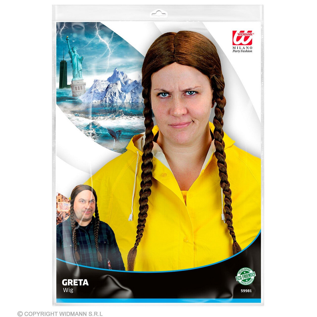 Op deze afbeelding zie je een Accessoires, van het merk Widmann. Boerse Heidi Vlechten Pruik Bruin