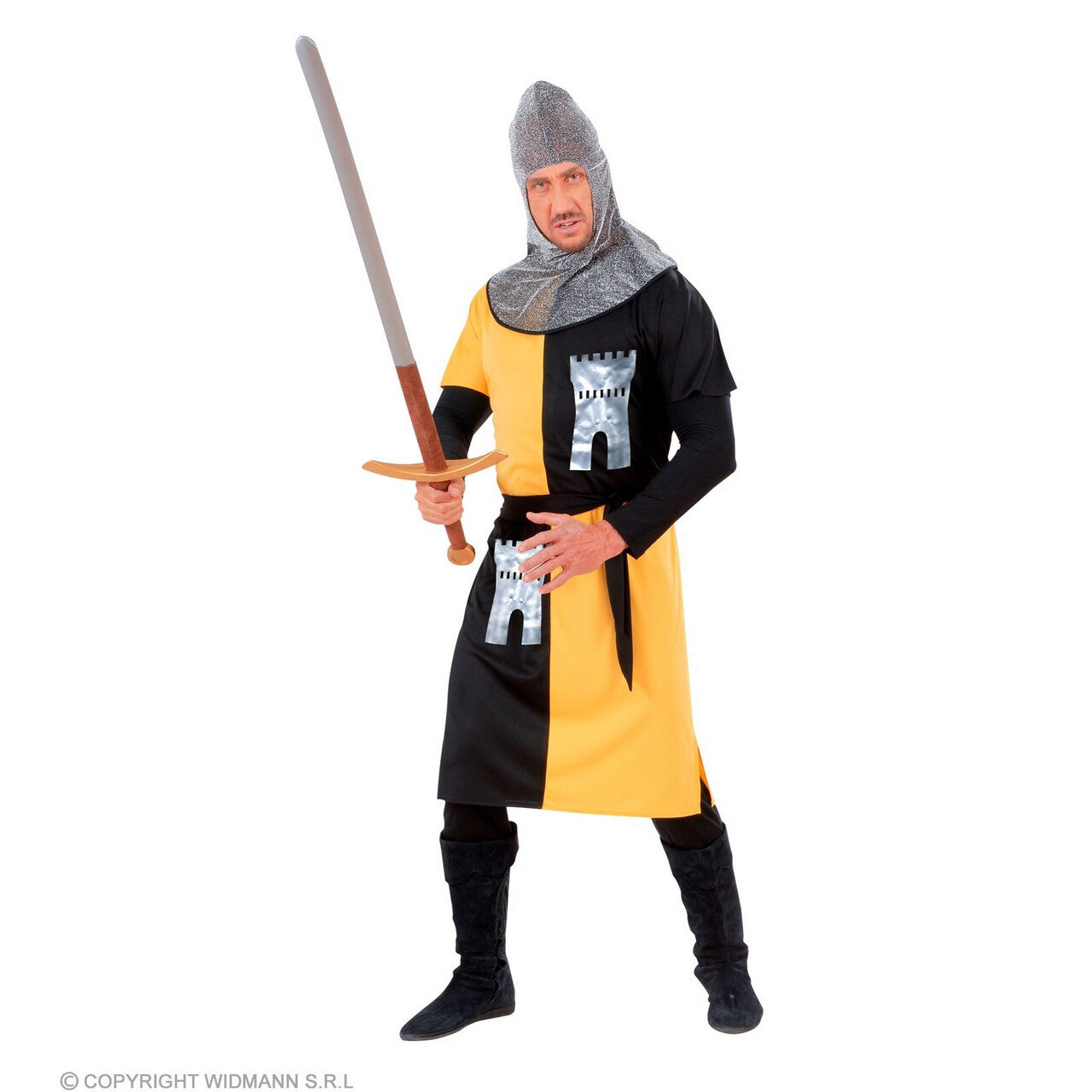 Op deze afbeelding zie je een Kostuums, van het merk Widmann. Middeleeuwse Strijder Van Het Geelkasteel Man Kostuum