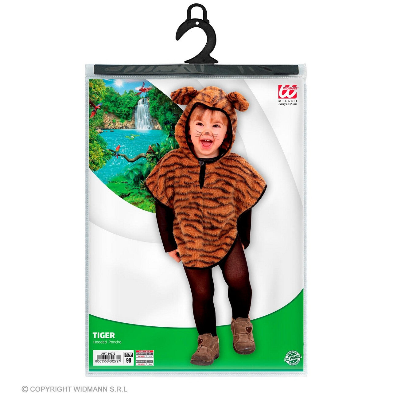 Op deze afbeelding zie je een Kostuums, van het merk Widmann. Kleine Wilde Tijger Poncho Kind Kostuum