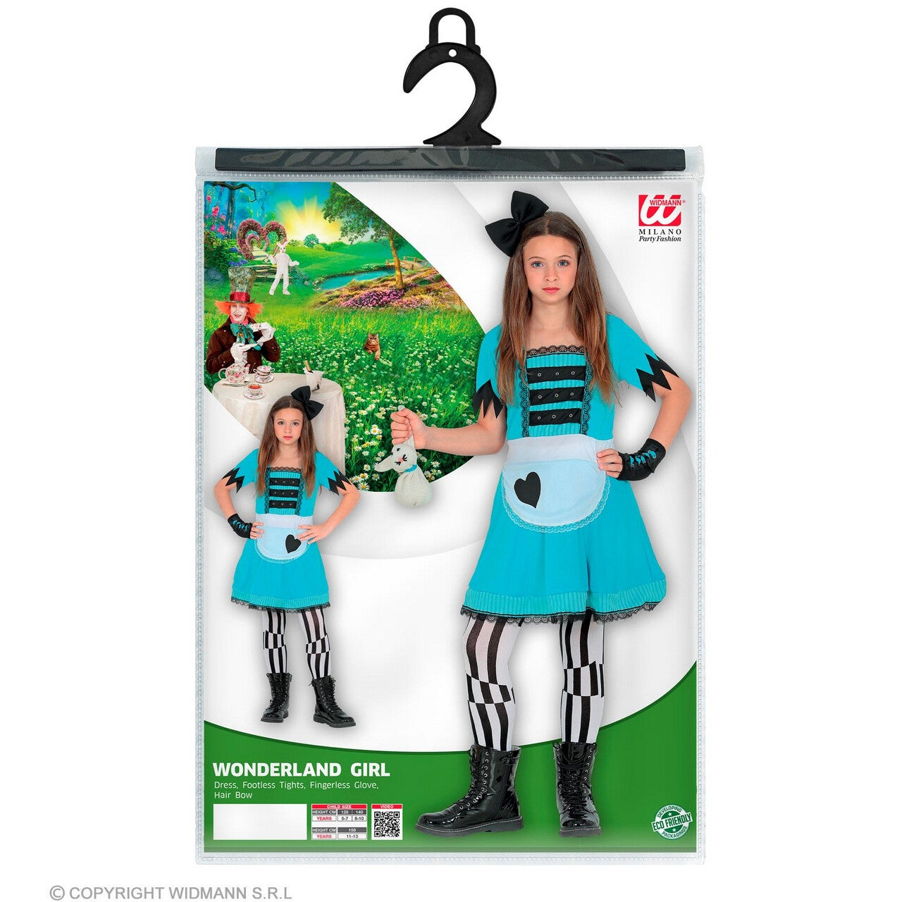 Op deze afbeelding zie je een Kostuums, van het merk Widmann. Bewonderde Alice In Wonderland Meisje Kostuum