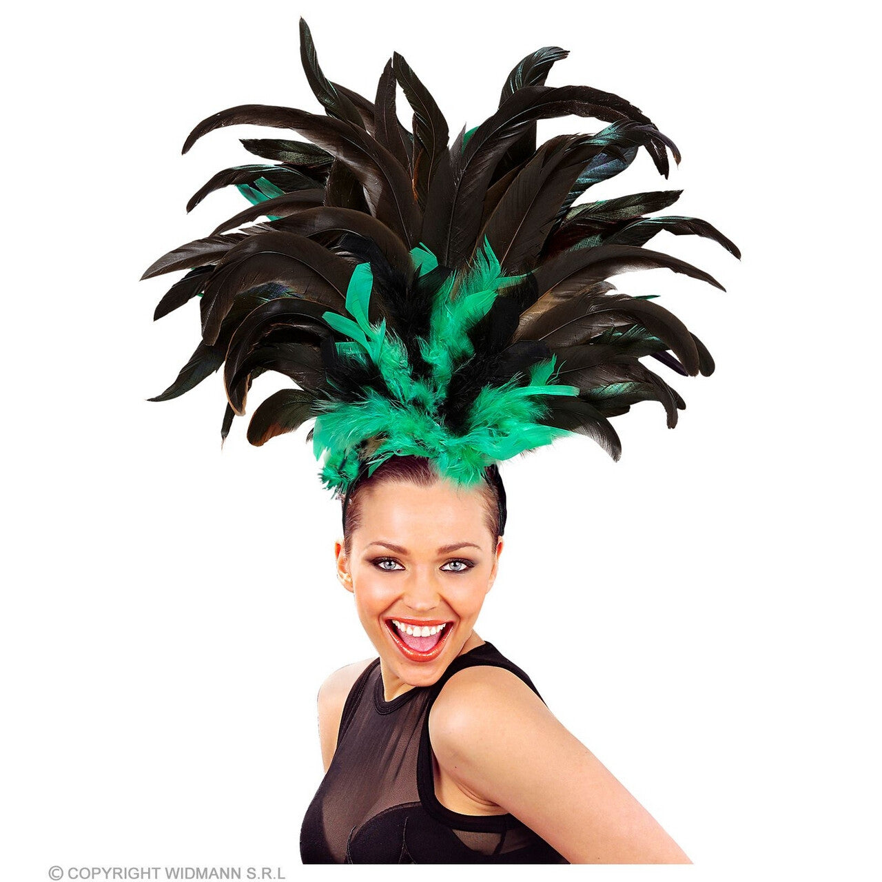 Op deze afbeelding zie je een Accessoires, van het merk Widmann. Hoofdband Met Veren Salvador Zomer Carnaval Groen