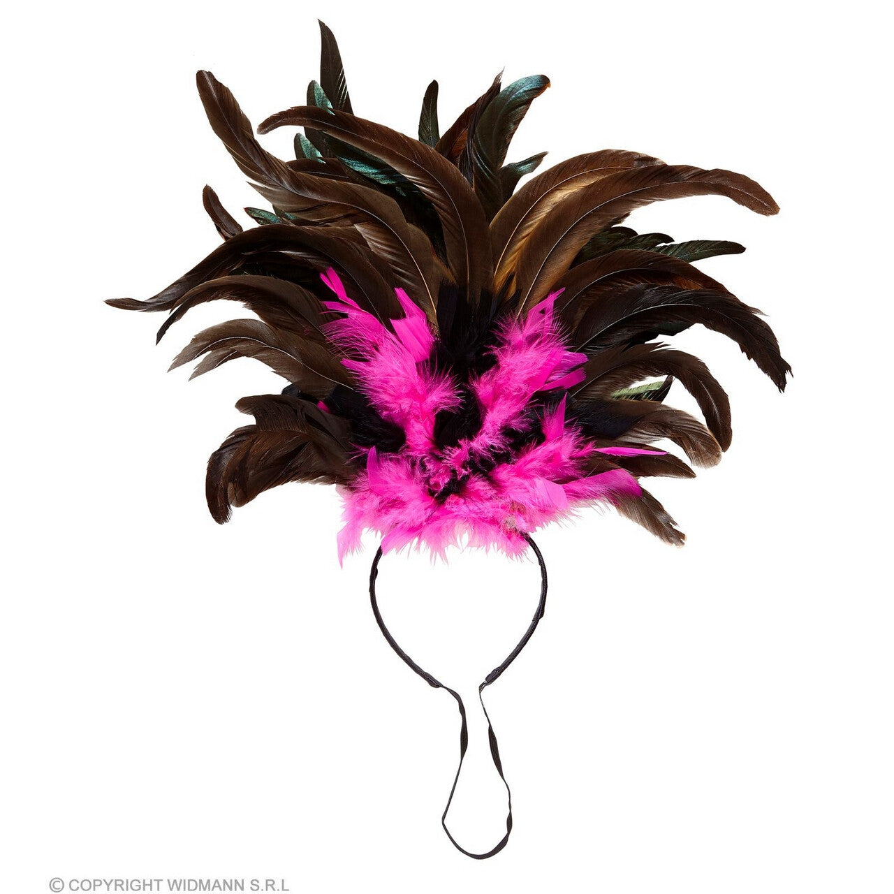 Op deze afbeelding zie je een Accessoires, van het merk Widmann. Hoofdband Met Veren Fortaleza Zomer Carnaval Roze
