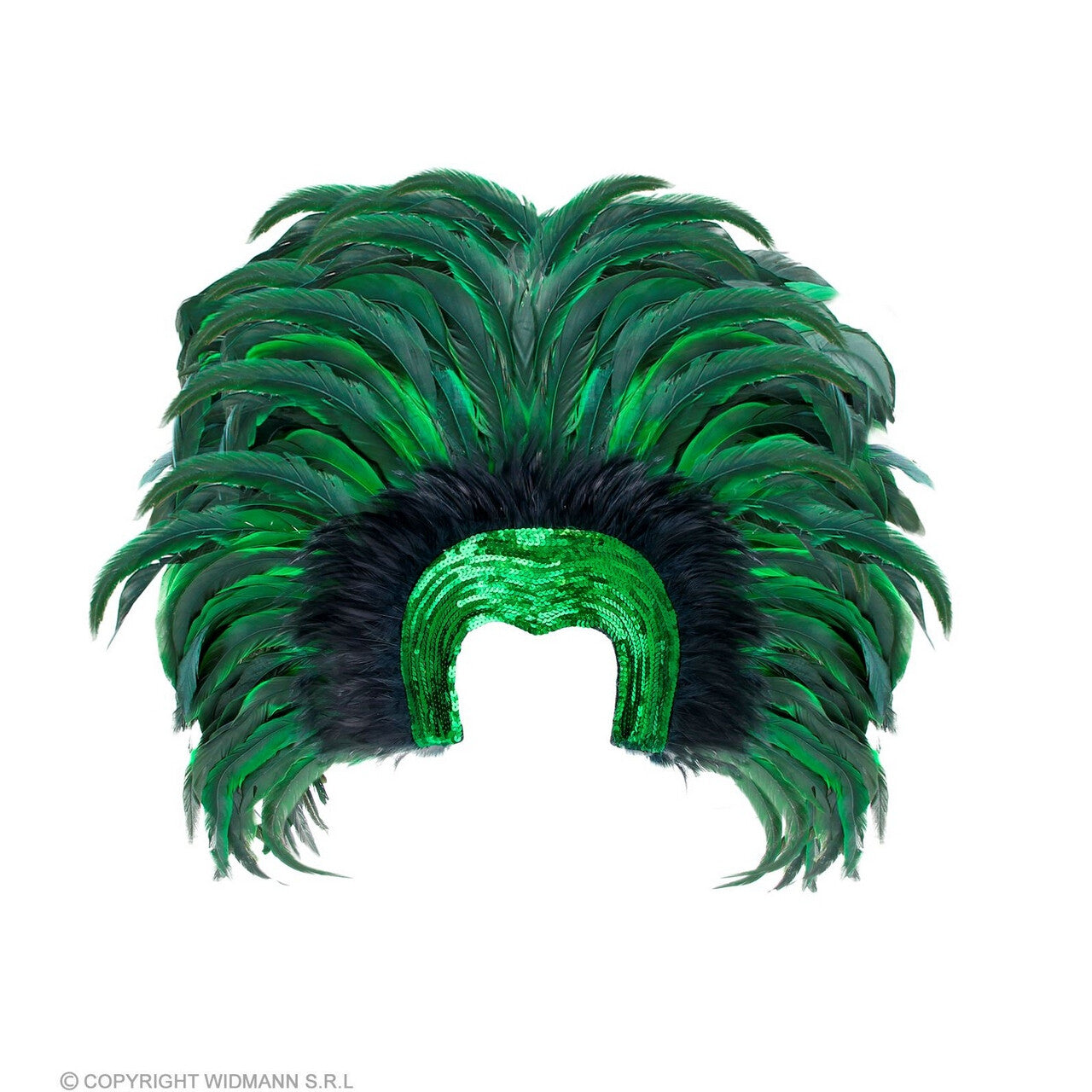 Op deze afbeelding zie je een Accessoires, van het merk Widmann. Hoofdbedekking Met Veren Sint Maarten Zomercarnaval Groen