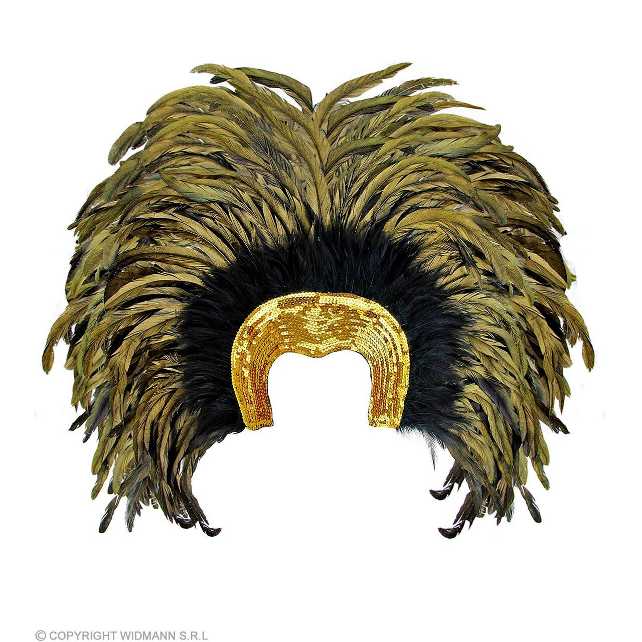 Op deze afbeelding zie je een Accessoires, van het merk Widmann. Hoofdbedekking Met Veren Aruba Zomercarnaval Goud