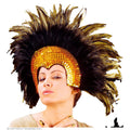 Hoofdbedekking Met Glitters En Veren Samba Goud