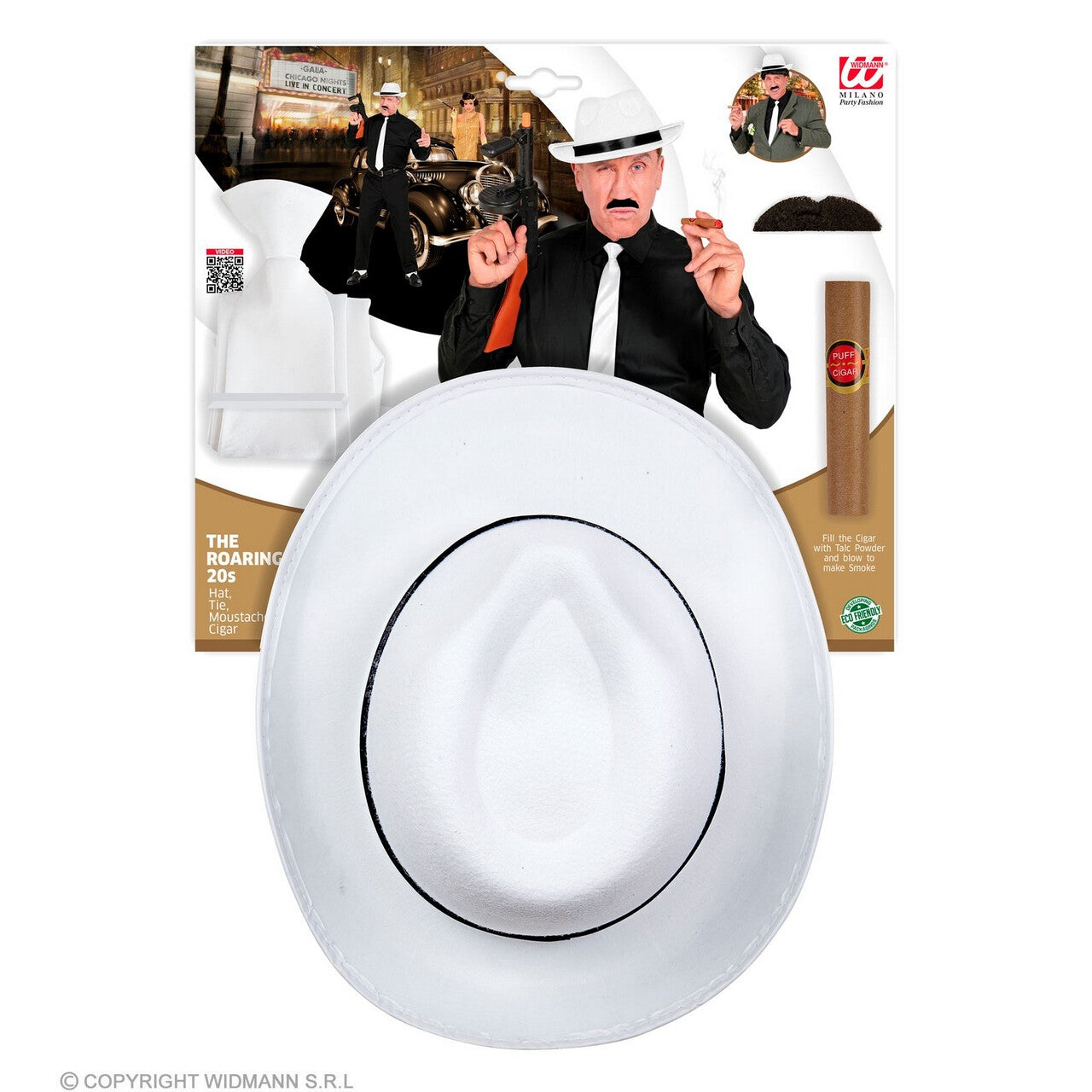Op deze afbeelding zie je een Accessoires, van het merk Widmann. Jaren 20 Maffia Accessoire Set Wit