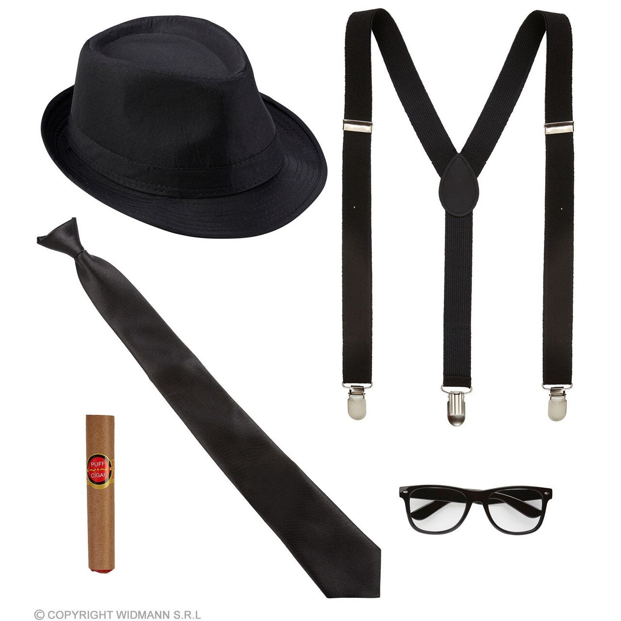 Op deze afbeelding zie je een Accessoires, van het merk Widmann. Koning Van De Blues Accessoire Set Zwart