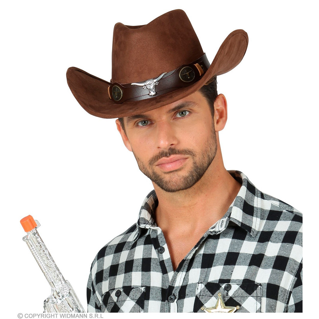 Op deze afbeelding zie je een Accessoires, van het merk Widmann. Net Echte Cowboy Hoed Dallas