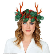 Op deze afbeelding zie je een Accessoires, van het merk Widmann. Fabelachtige Rendierhoorns Met Hulst En Dennenappels