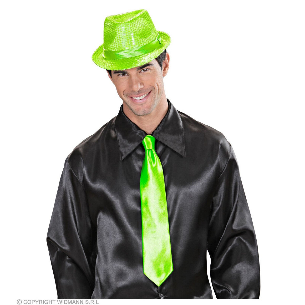 Op deze afbeelding zie je een Accessoires, van het merk Widmann. Glimmende Funky Neon Groene Stropdas