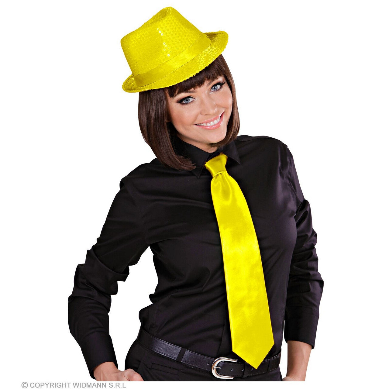 Op deze afbeelding zie je een Accessoires, van het merk Widmann. Glimmende Funky Neon Gele Stropdas