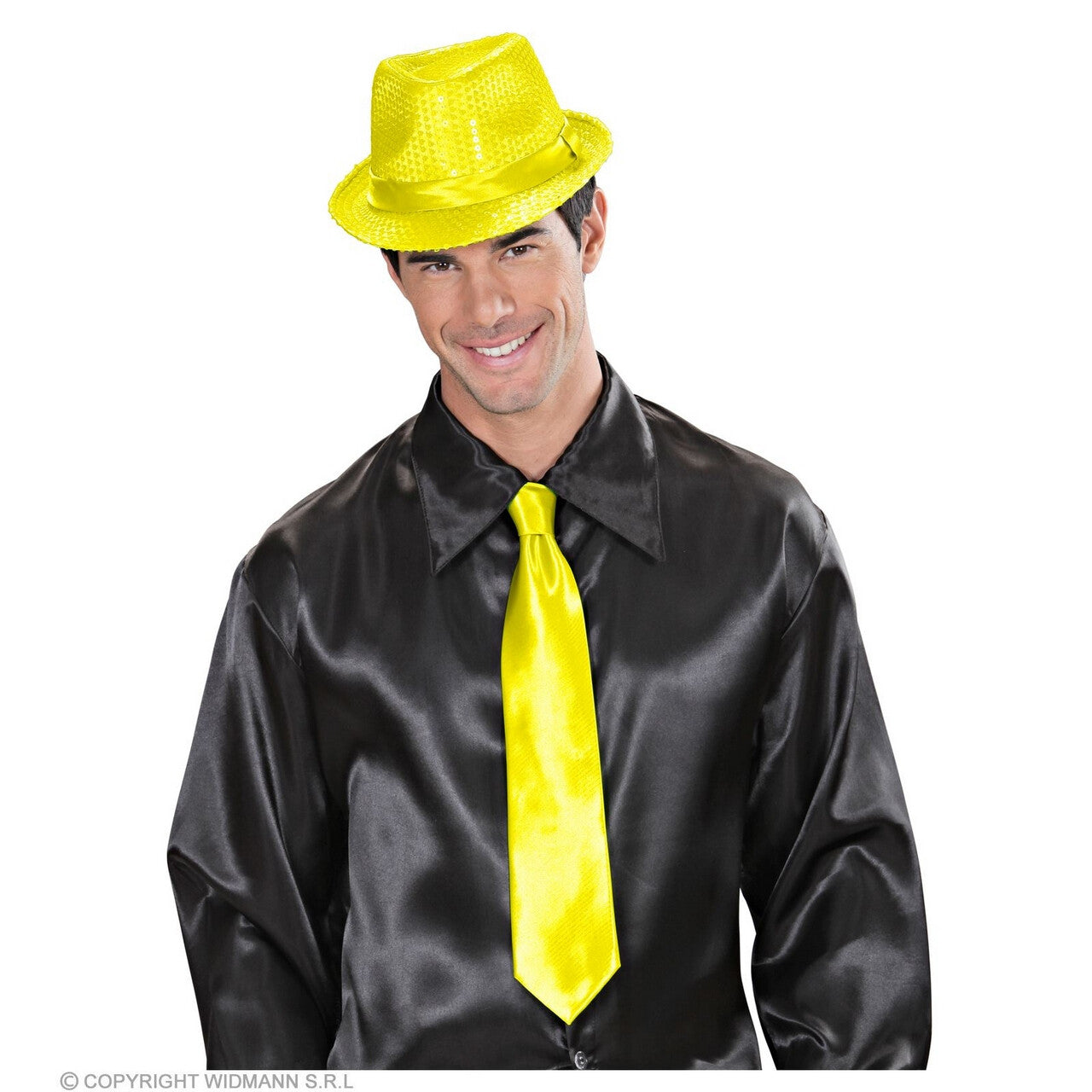 Op deze afbeelding zie je een Accessoires, van het merk Widmann. Glimmende Funky Neon Gele Stropdas