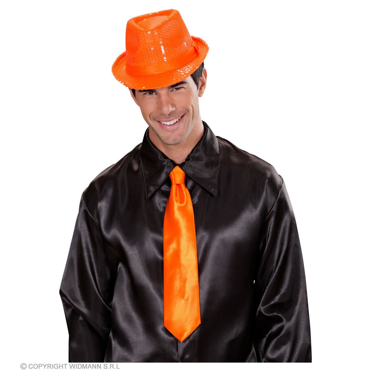 Op deze afbeelding zie je een Accessoires, van het merk Widmann. Glimmende Funky Neon Oranje Stropdas