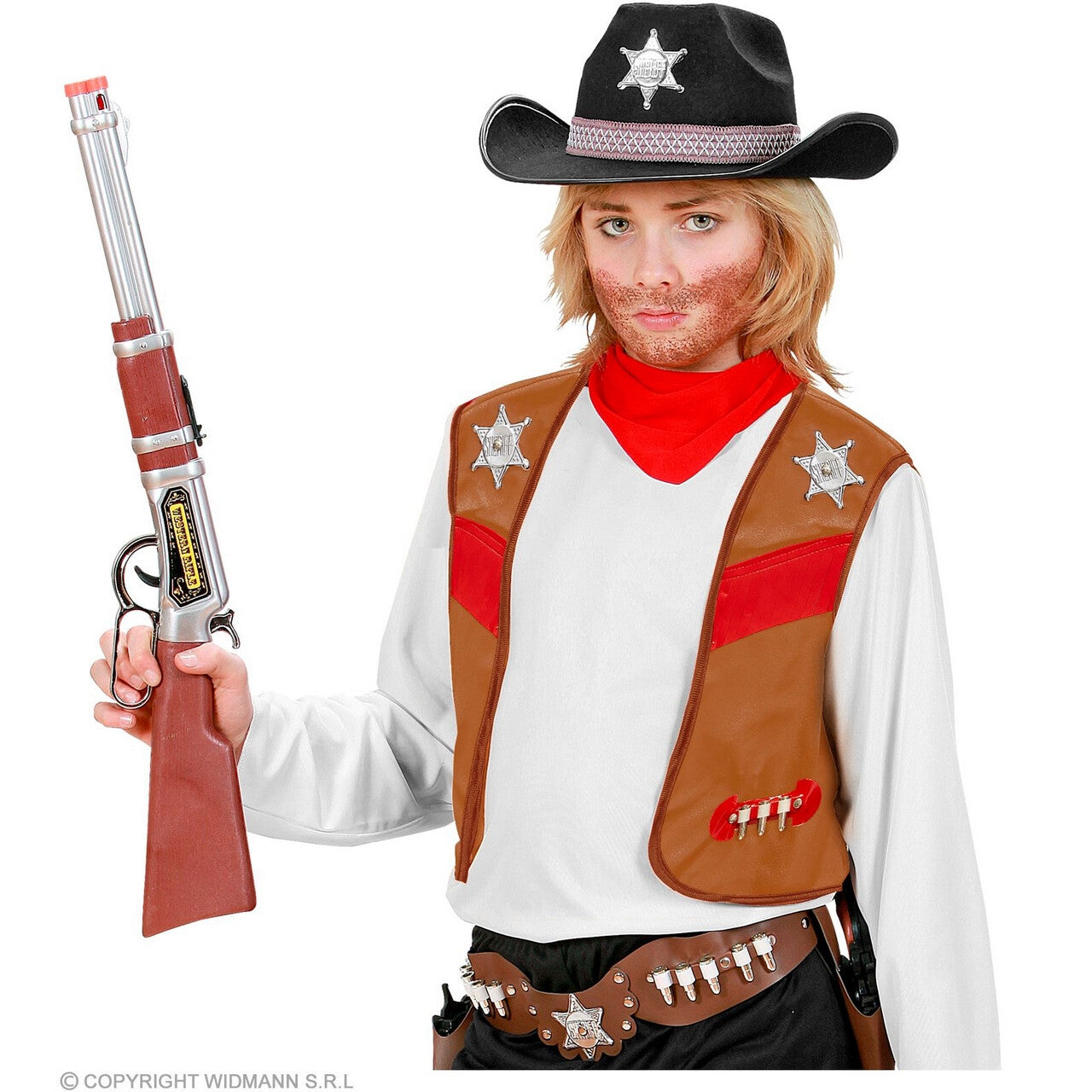 Op deze afbeelding zie je een Kostuums, van het merk Widmann. Oklahoma County Sheriff Vest Bruin Jongen