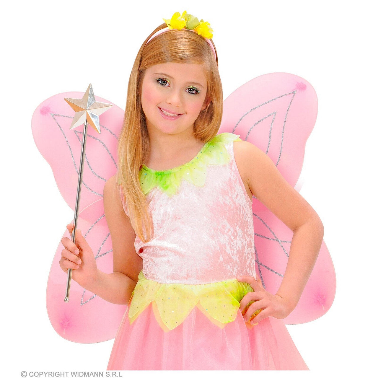 Op deze afbeelding zie je een Accessoires, van het merk Widmann. Roze Glitter Vleugels Fee Madelief Kind
