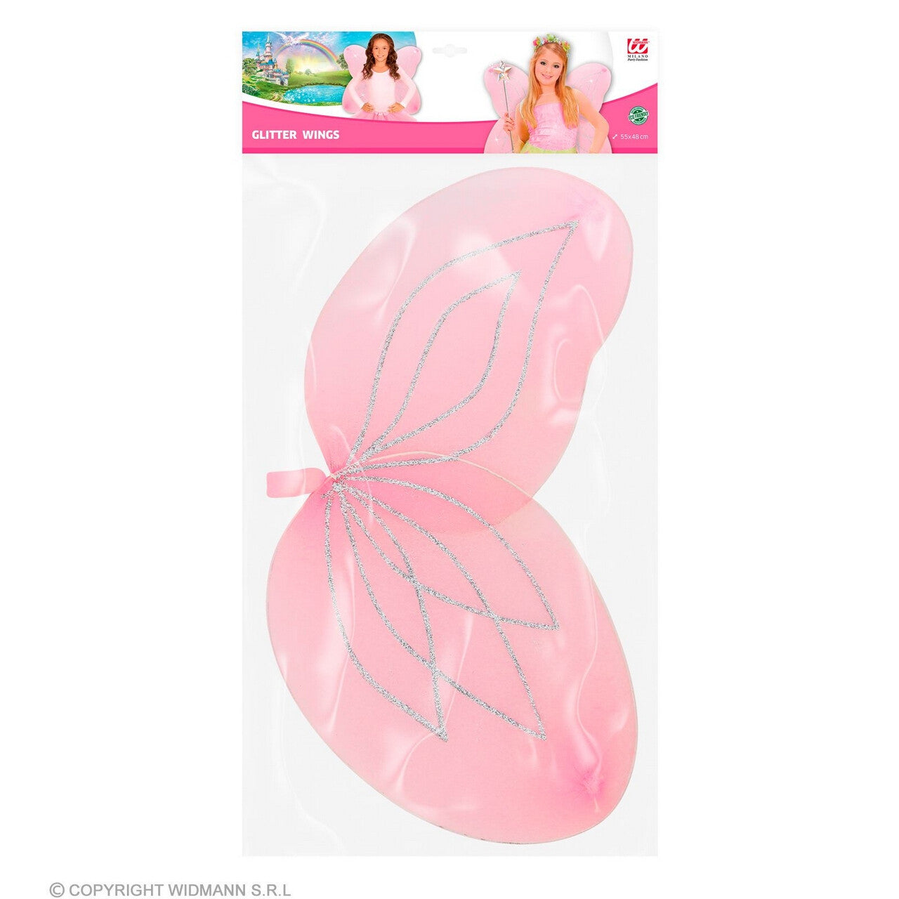 Op deze afbeelding zie je een Accessoires, van het merk Widmann. Roze Glitter Vleugels Fee Madelief Kind