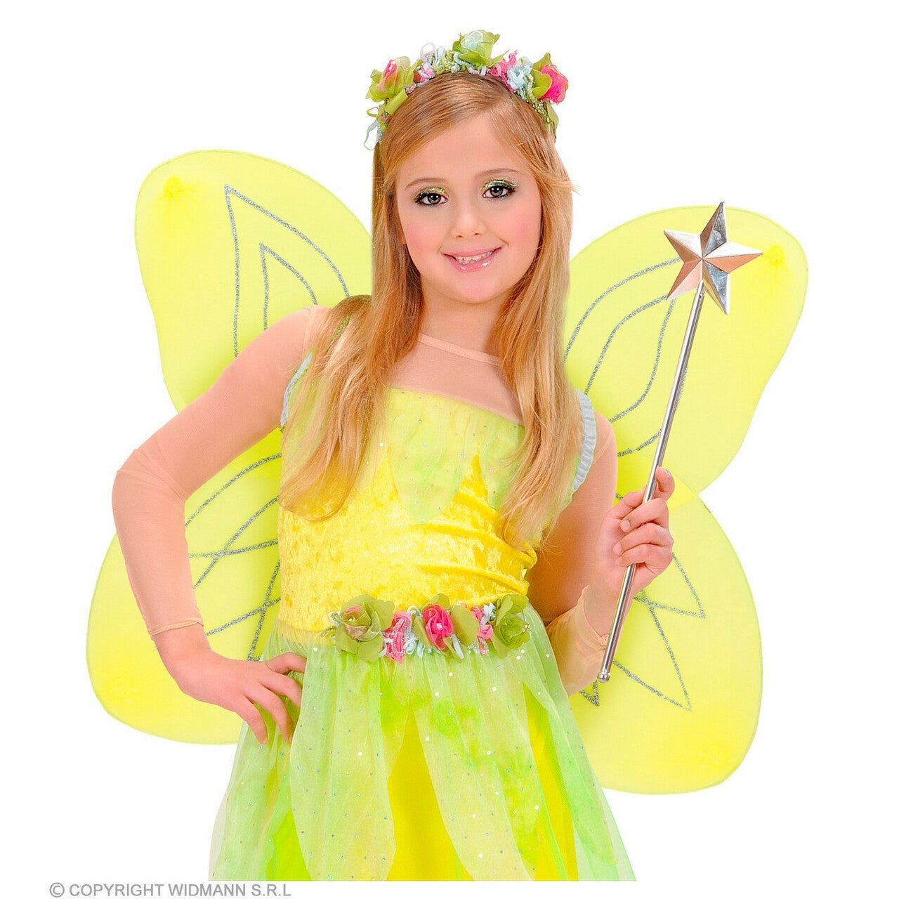 Op deze afbeelding zie je een Accessoires, van het merk Widmann. Gele Glitter Vleugels Fee Citronella Kind