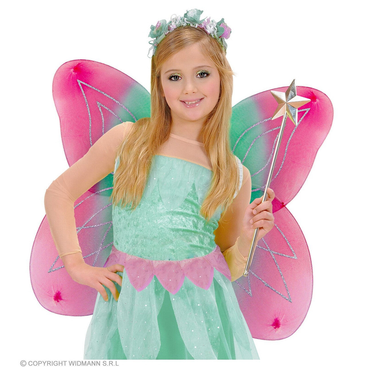 Op deze afbeelding zie je een Accessoires, van het merk Widmann. Tweekleurige Glitter Vleugels Fee Ronja Kind