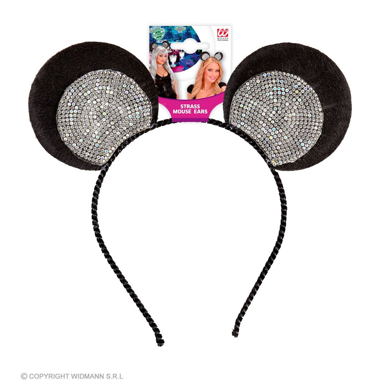 Op deze afbeelding zie je een Accessoires, van het merk Widmann. Bling Bling Muizenoren Met Strass Steentjes