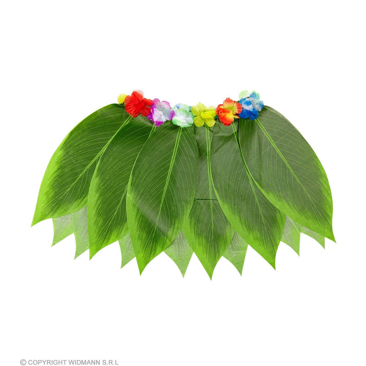 Op deze afbeelding zie je een Kostuums, van het merk Widmann. Hawaiiaanse Bananenbladrok Met Bloemenriem Vrouw