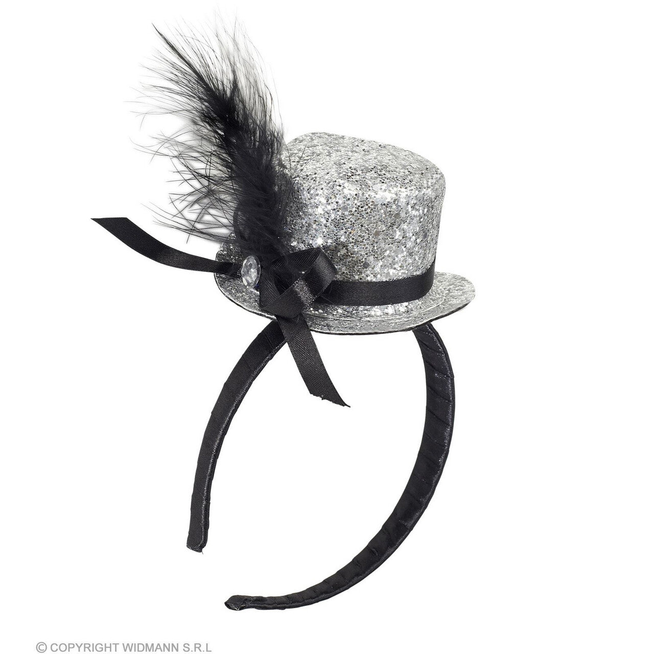 Op deze afbeelding zie je een Accessoires, van het merk Widmann. Jaren 20 Mini Glitter Hoed Zilver