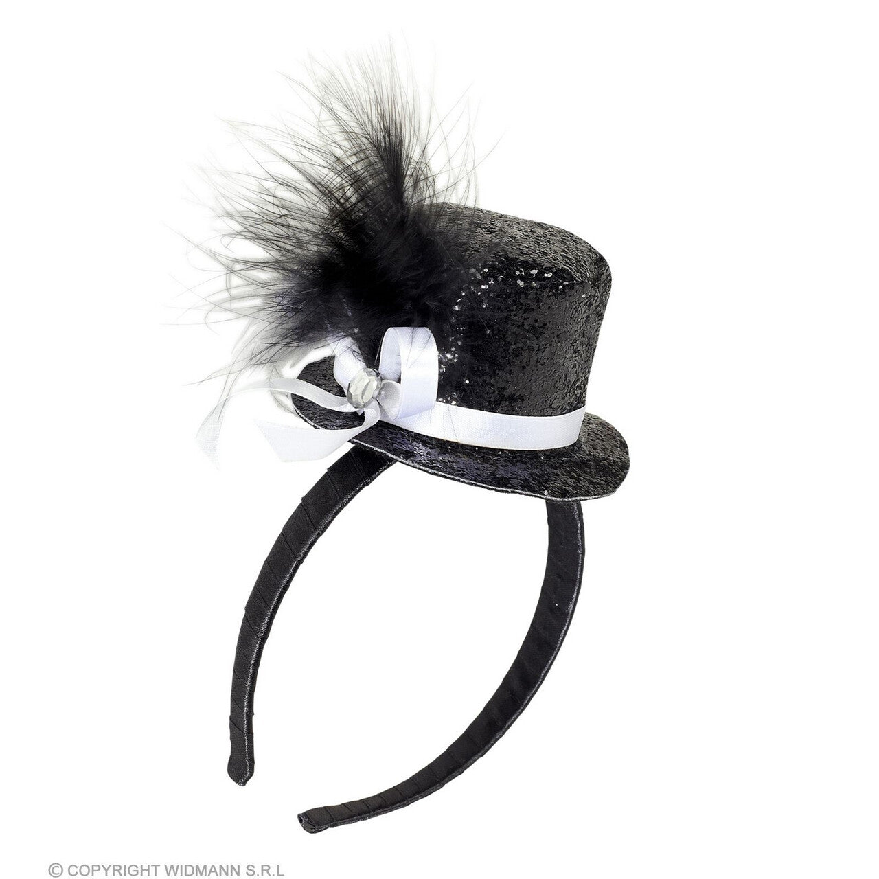 Op deze afbeelding zie je een Accessoires, van het merk Widmann. Jaren 20 Mini Glitter Hoed Zwart
