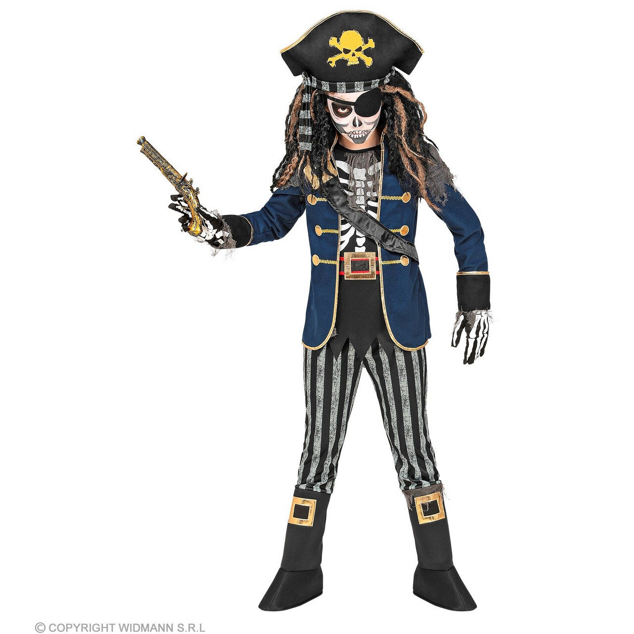 Op deze afbeelding zie je een Kostuums, van het merk Widmann. Gevreesde Piraat Edward Blauwjack Jongen Kostuum