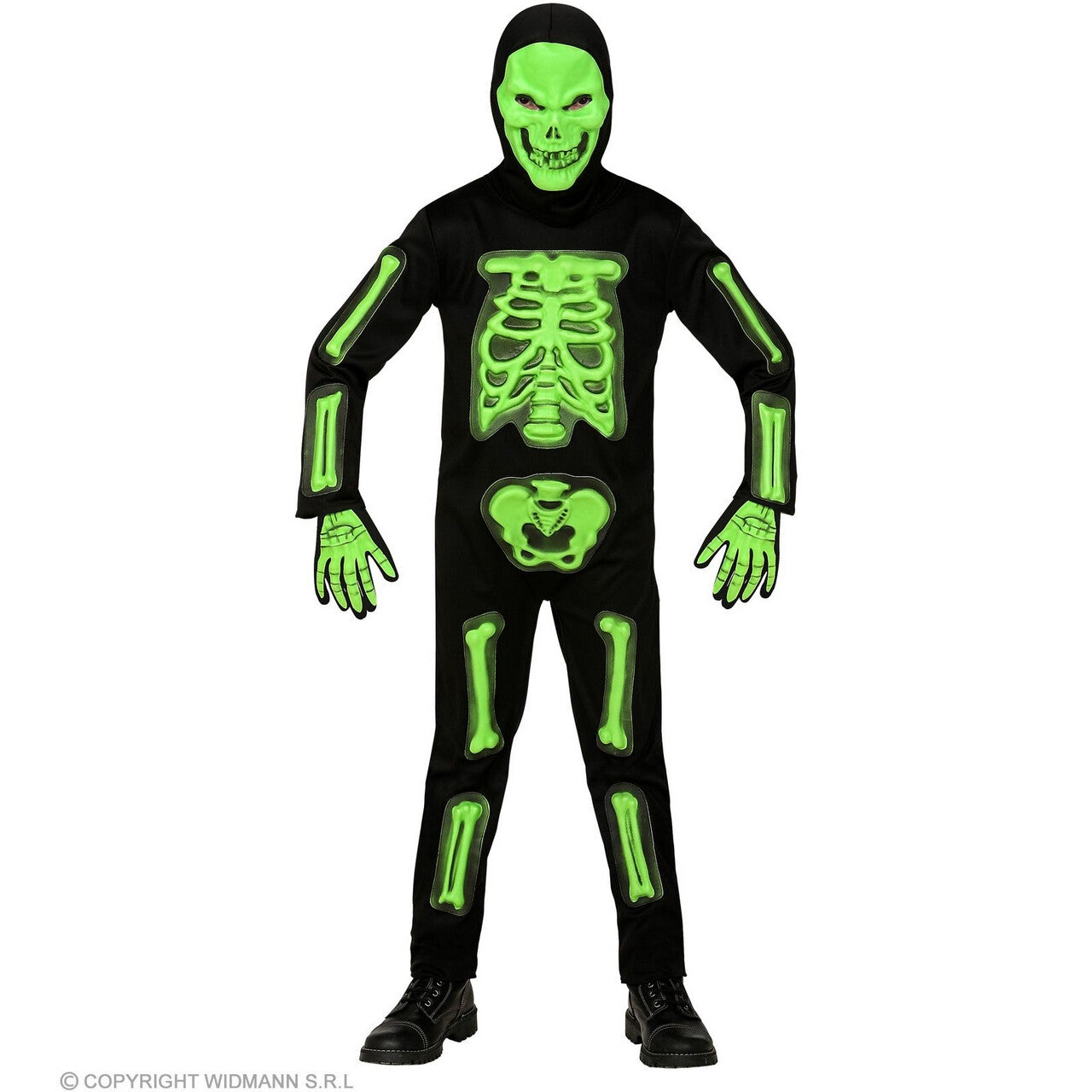 Op deze afbeelding zie je een Kostuums, van het merk Widmann. Glow In Het Volle Maanlicht Skelet Kind Kind Kostuum