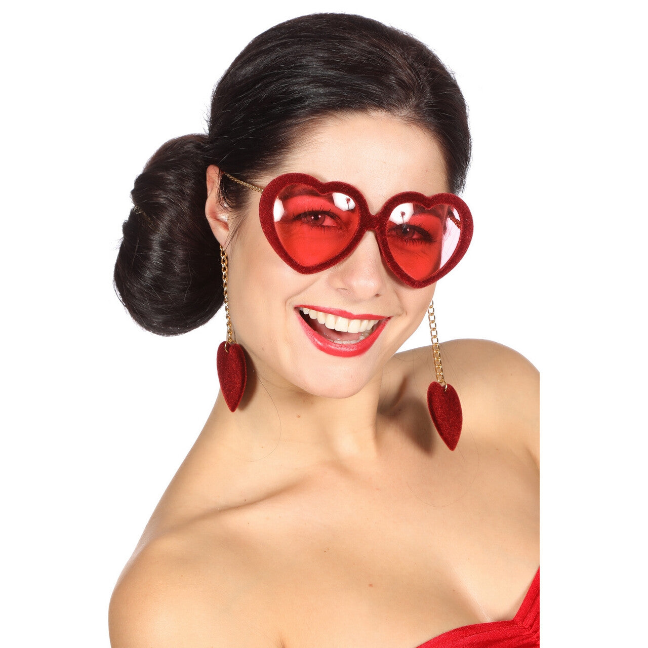 Op deze afbeelding zie je een Accessoires, van het merk Wilbers. Bril Hart In Love Fluweel Rood