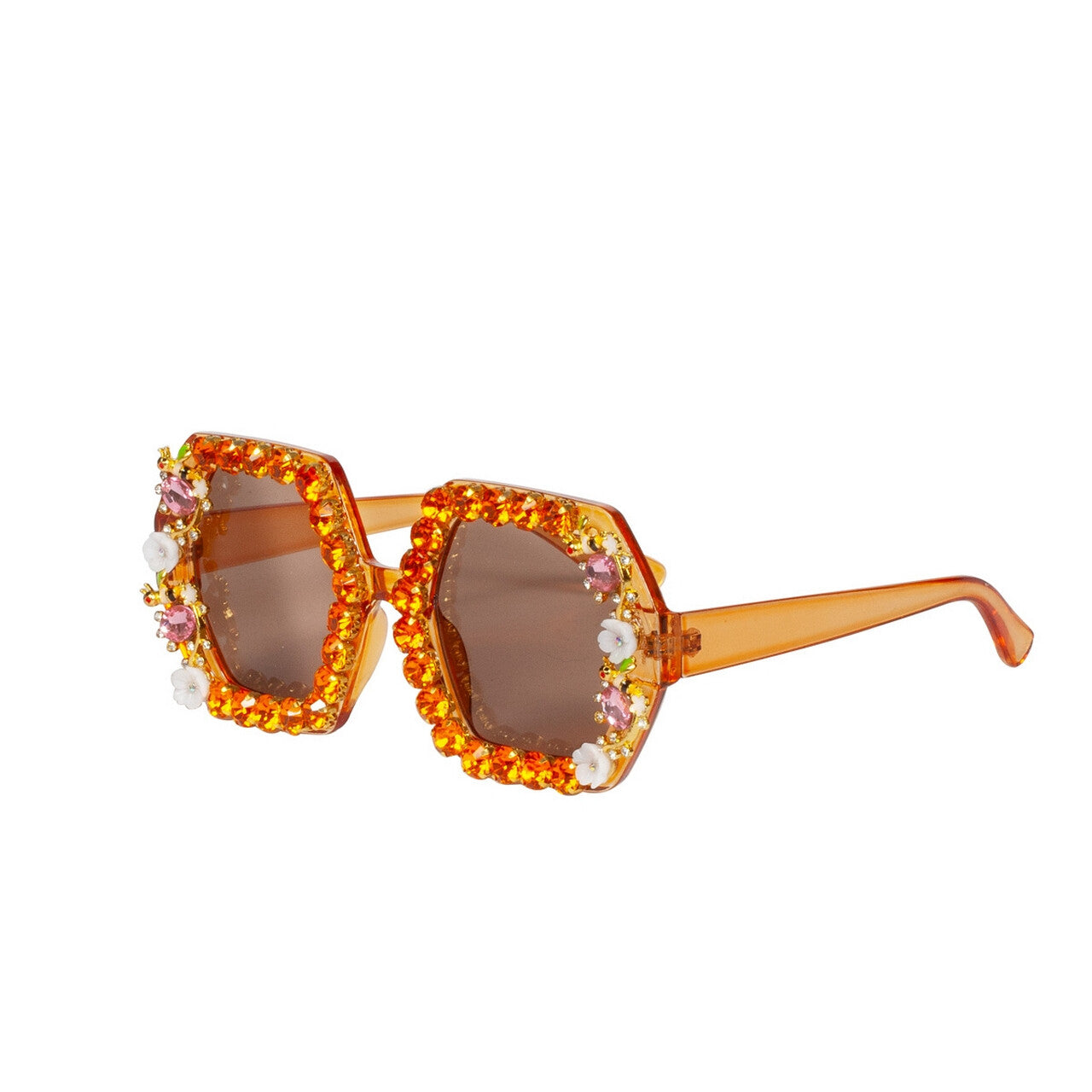 Op deze afbeelding zie je een Accessoires, van het merk Wilbers. Jaren 70 Grote Bril Oranje Met Steentjes