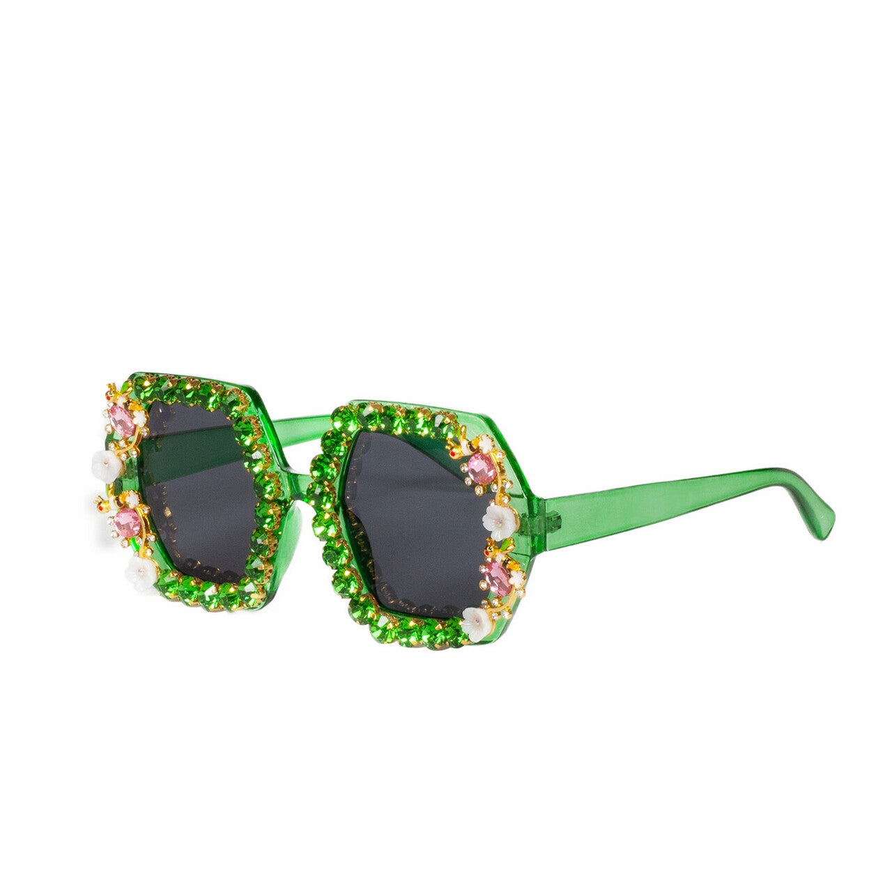 Op deze afbeelding zie je een Accessoires, van het merk Wilbers. Opvallende Jaren 70 Bril Groen Met Steentjes