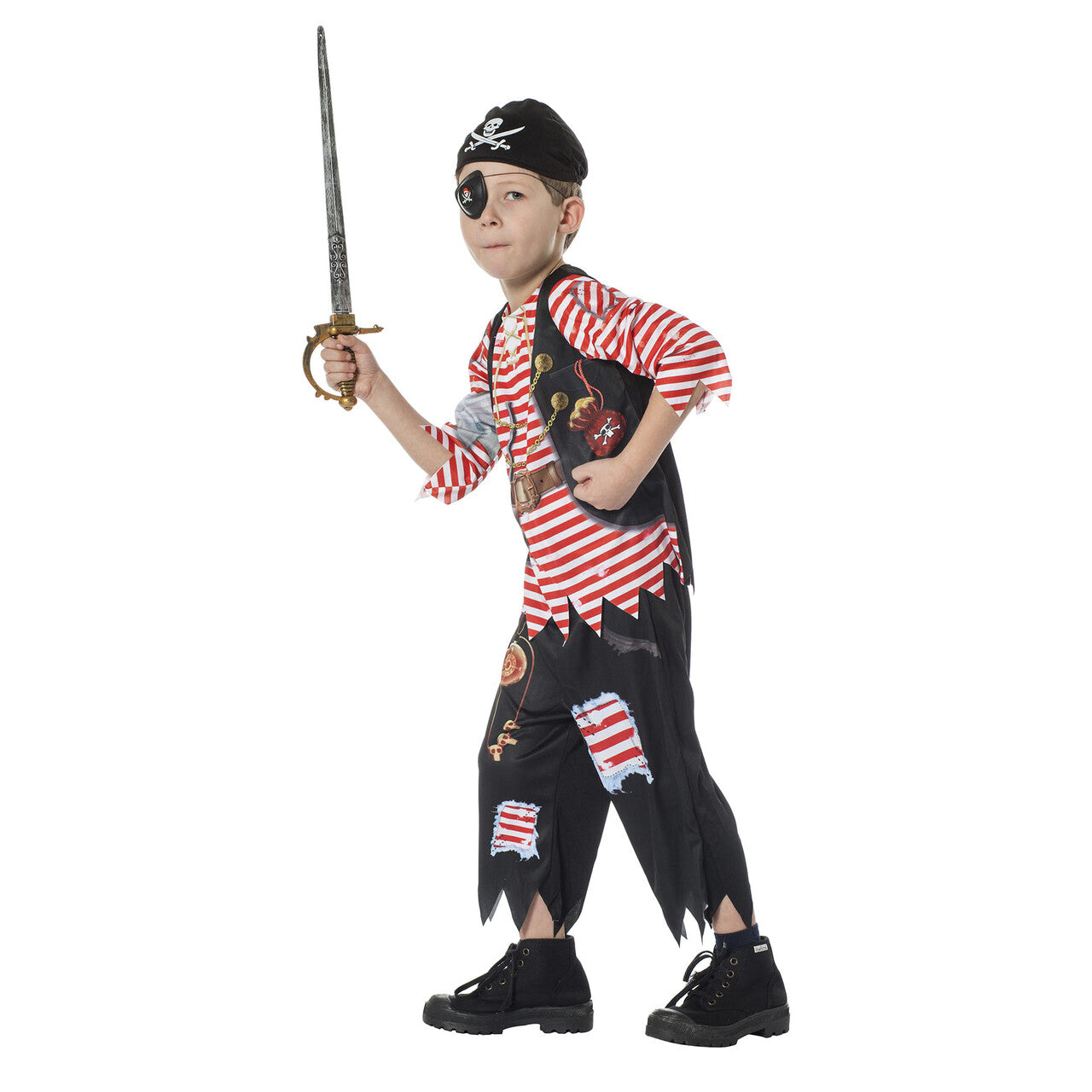 Op deze afbeelding zie je een Kostuums, van het merk Wilbers. Piraat One Eye Jongen Kostuum