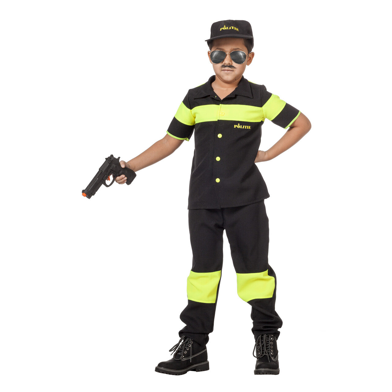Op deze afbeelding zie je een Kostuums, van het merk Wilbers. Potige Politie Nederland Jongen Kostuum