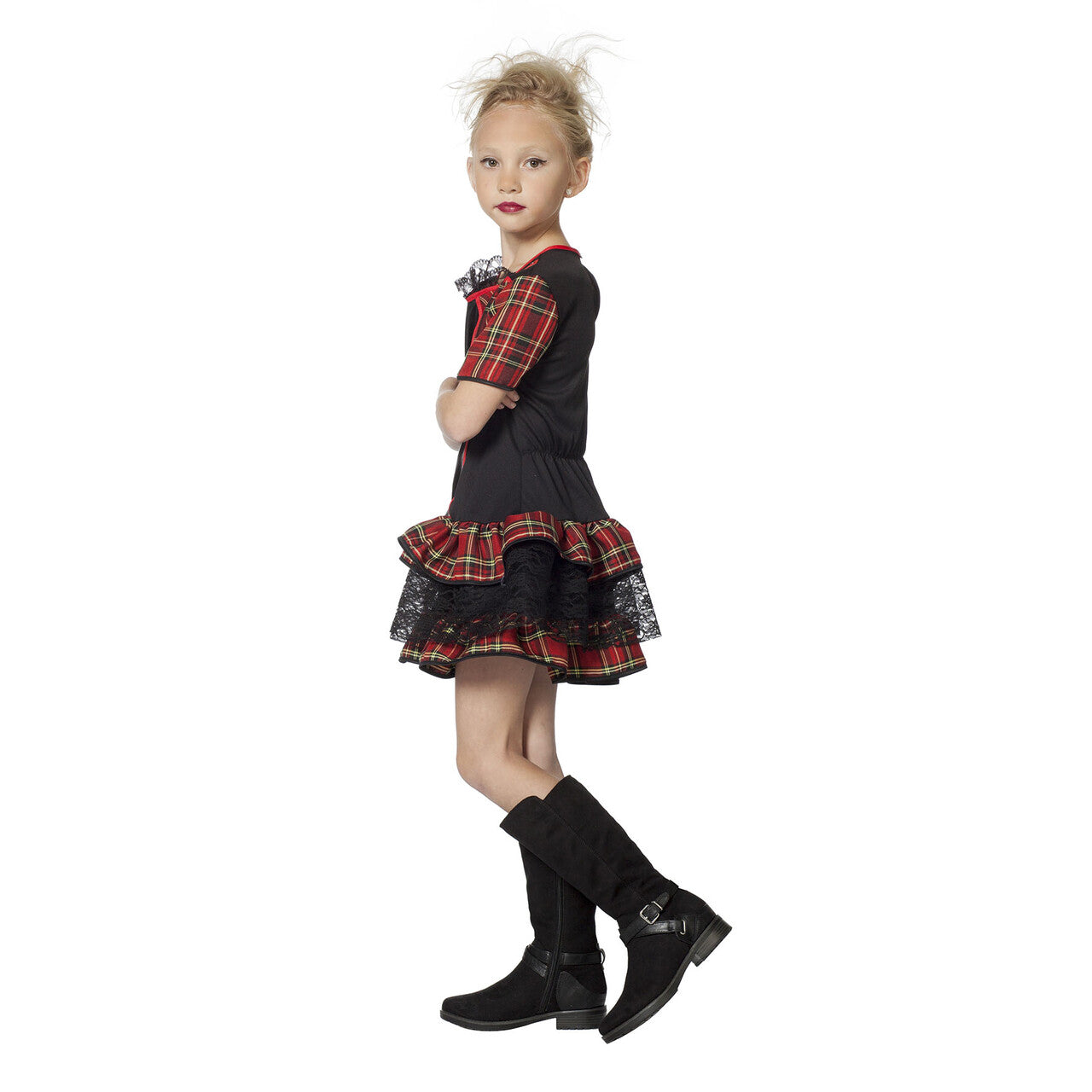 Op deze afbeelding zie je een Kostuums, van het merk Wilbers. Punk Meisje Funky Chick Kostuum