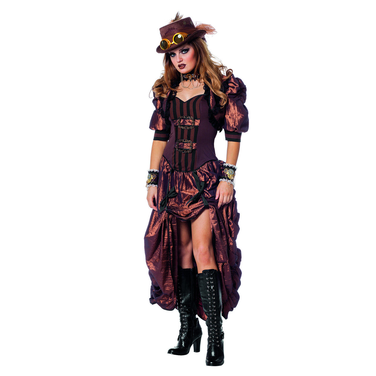 Op deze afbeelding zie je een Kostuums, van het merk Wilbers. Dark Steampunk Luxe Vrouw Kostuum