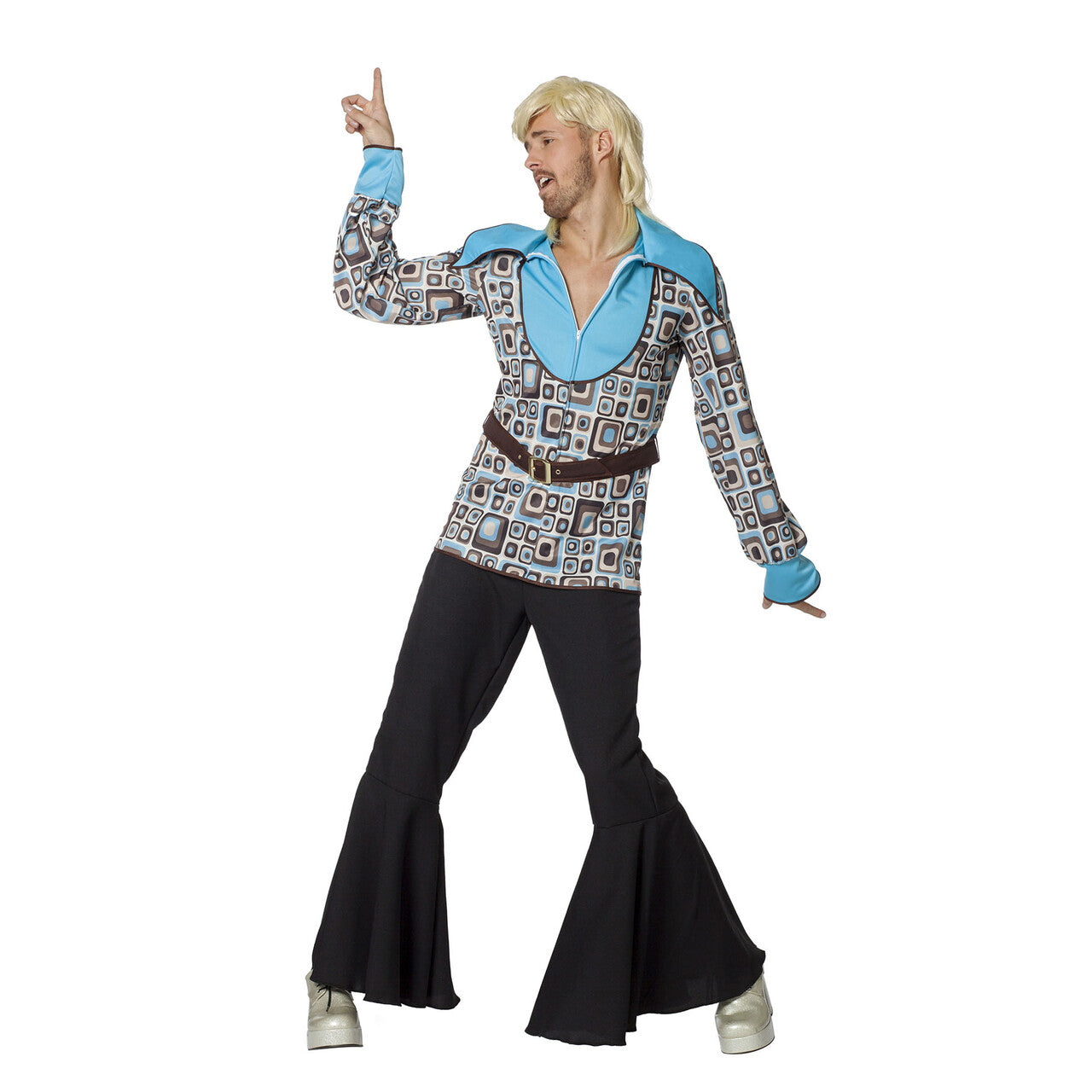 Op deze afbeelding zie je een Kostuums, van het merk Wilbers. Hippie Hemd Block The Sixties Man