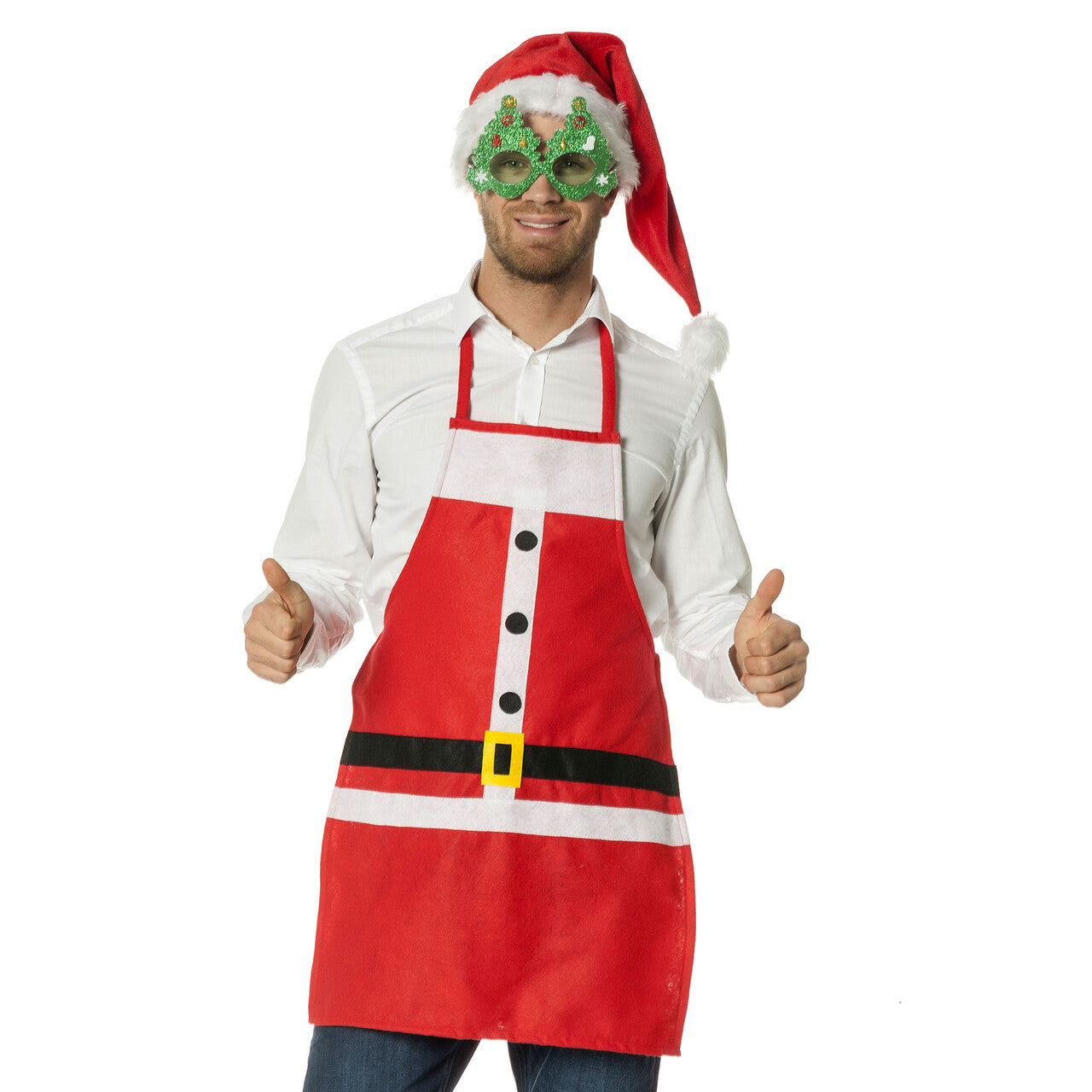 Op deze afbeelding zie je een Accessoires, van het merk Wilbers. Vrolijk Schort Kerstman Volwassenen