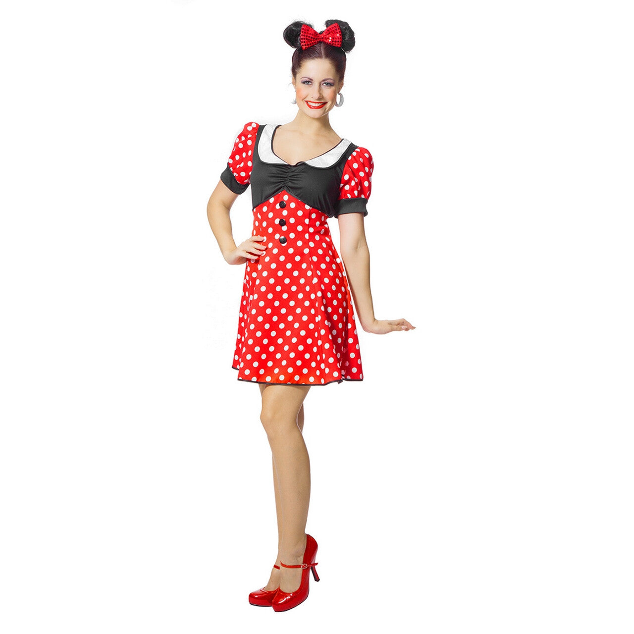 Op deze afbeelding zie je een Kostuums, van het merk Wilbers. Minnie De Dottige Muis Vrouw Kostuum