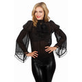 Piraten / Gothic Blouse Zwart Wijde Mouw Vrouw