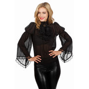 Op deze afbeelding zie je een Kostuums, van het merk Wilbers. Piraten / Gothic Blouse Zwart Wijde Mouw Vrouw